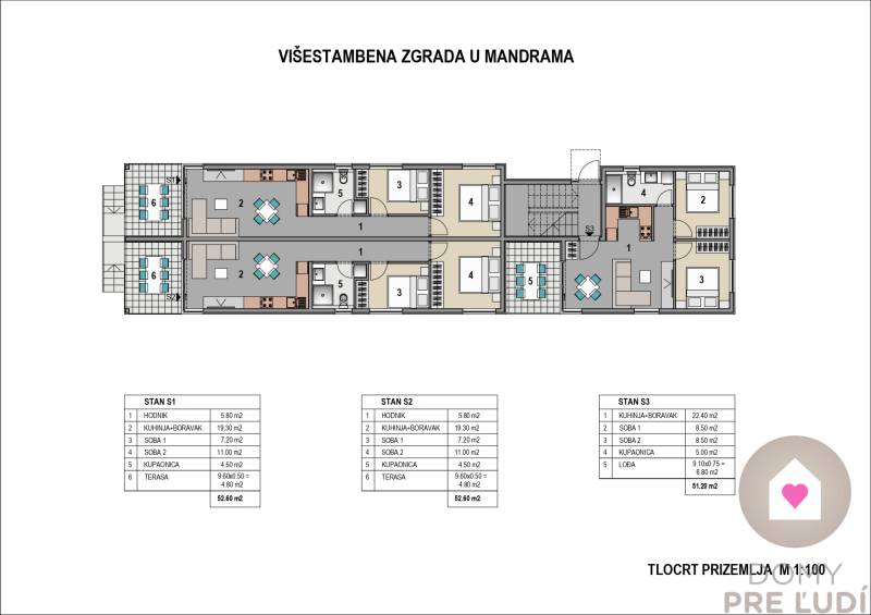 Pôdorys prízemia_Mandre_apartmány na predaj