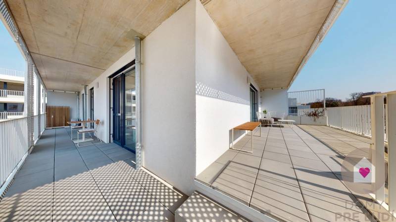 Prenájom moderného dizajnového 3i bytu s prémiovou terasou, pivnicou, parkovacím státim v úplnej novostavbe Agáty