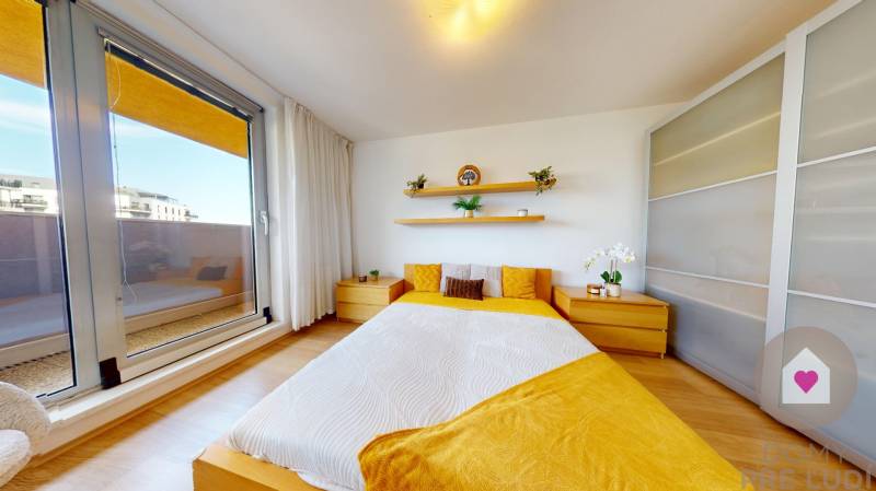 Prenájom moderného a priestranného 3 izbového bytu so slnečnou terasou, balkónom, vlastným garážovým státím a murovanou pivnicou pri OC Cubicon v Mlynskej doline